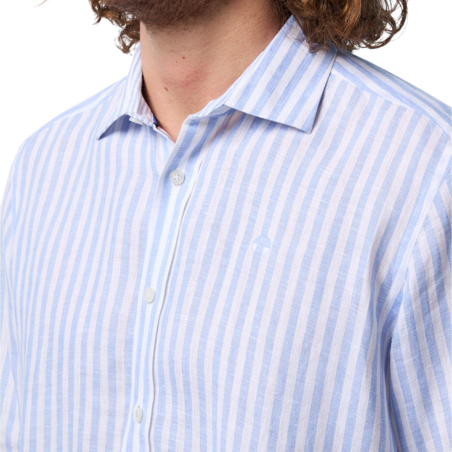 Camicia uomo di lino a maxi righe