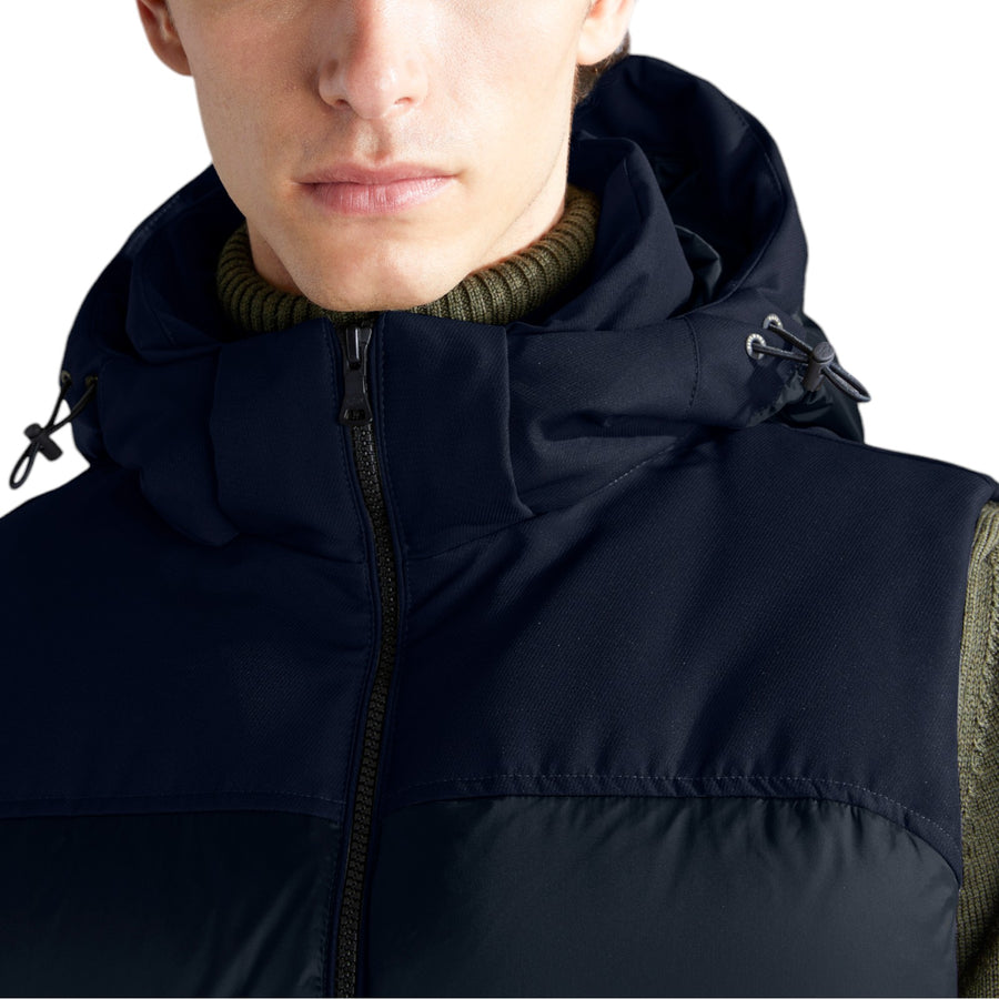 Gilet uomo Hybrid in nylon cangiante e tessuto tecnico