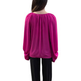 Blusa donna con scollo profondo e frange