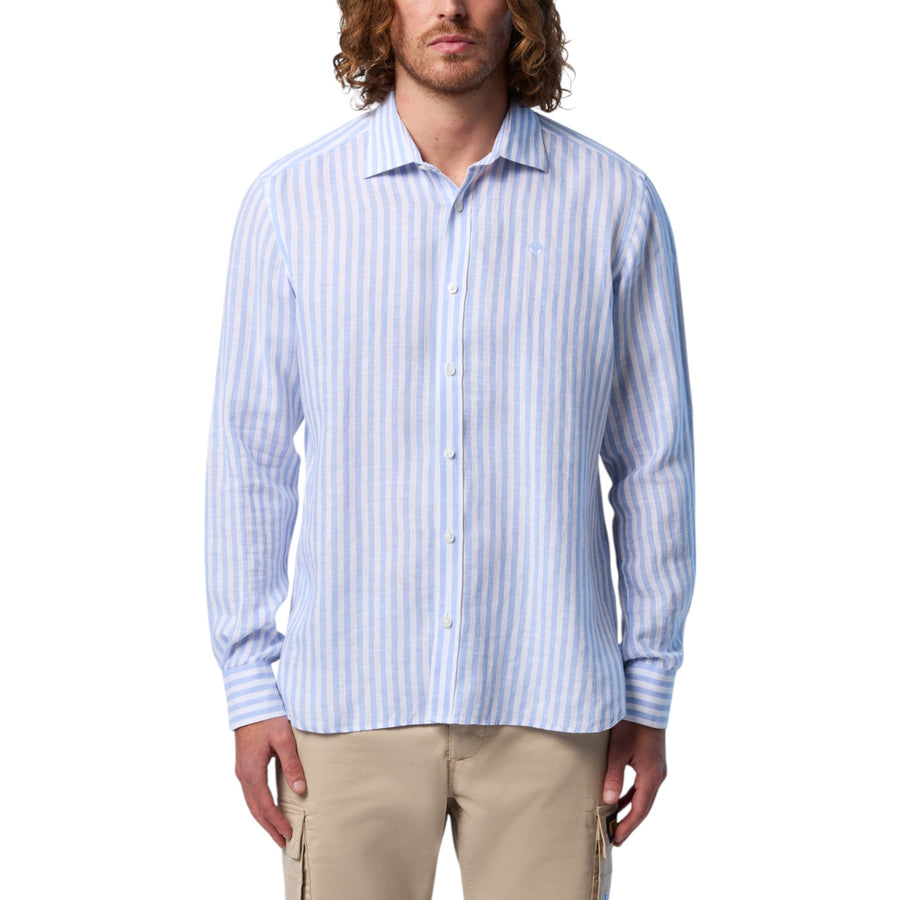 Camicia uomo di lino a maxi righe