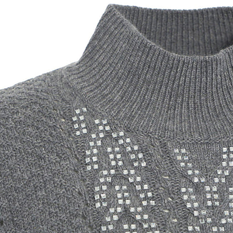 Maglione donna in maglia con strass