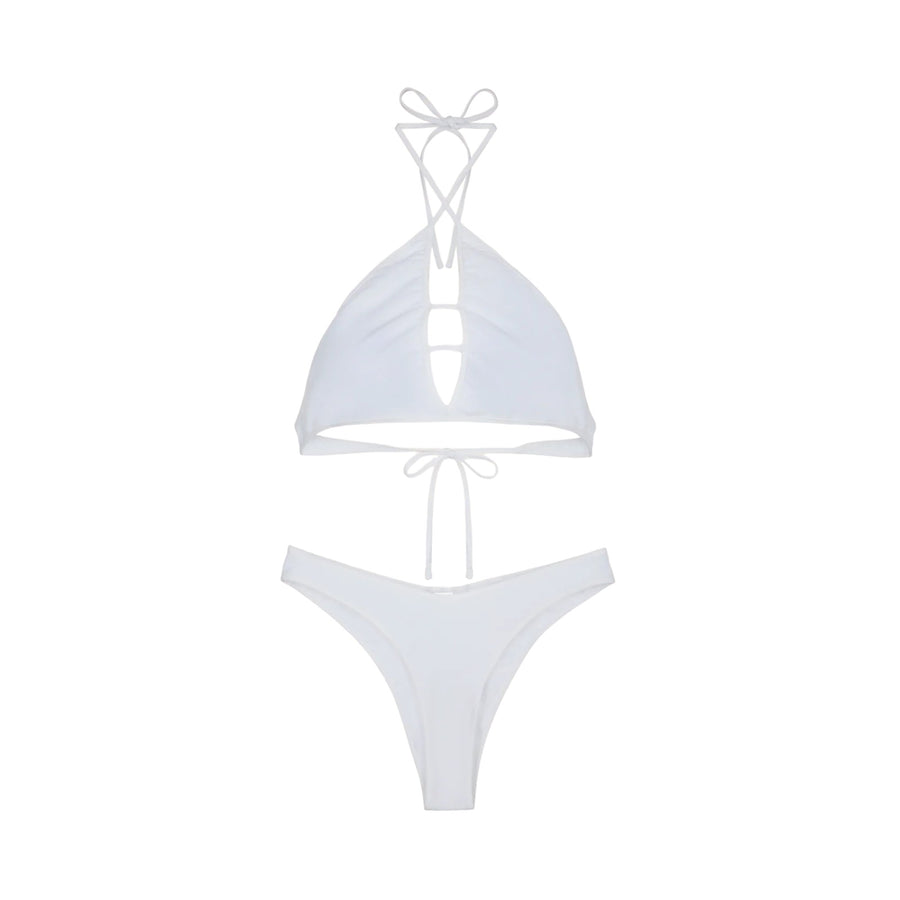 Bikini top e slip americano fisso clear donna