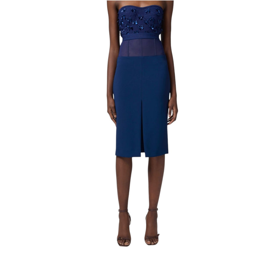 Gonna donna in crêpe con baschina in tulle