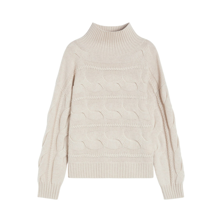 Maglia donna in lana e cachemire a trecce