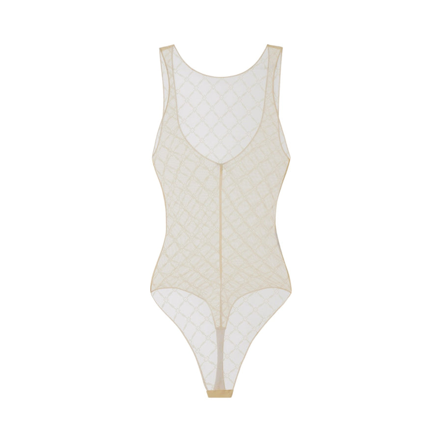 Body donna in tulle jacquard a losanghe