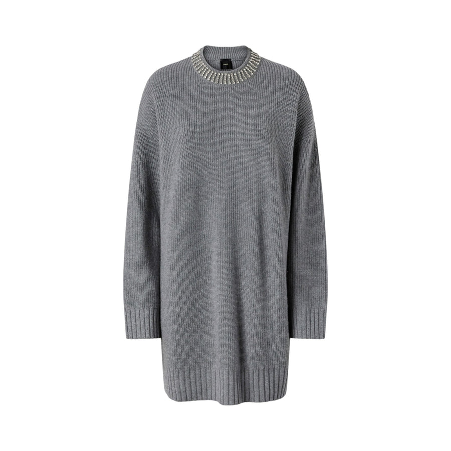 Abito donna in maglia con collo strass
