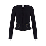 Giacca donna in doppio crêpe con dettagli zip