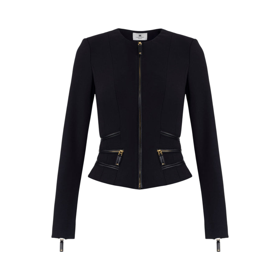 Giacca donna in doppio crêpe con dettagli zip