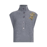 Gilet donna 100% lana con ricami gioiello