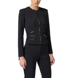 Giacca donna in doppio crêpe con dettagli zip