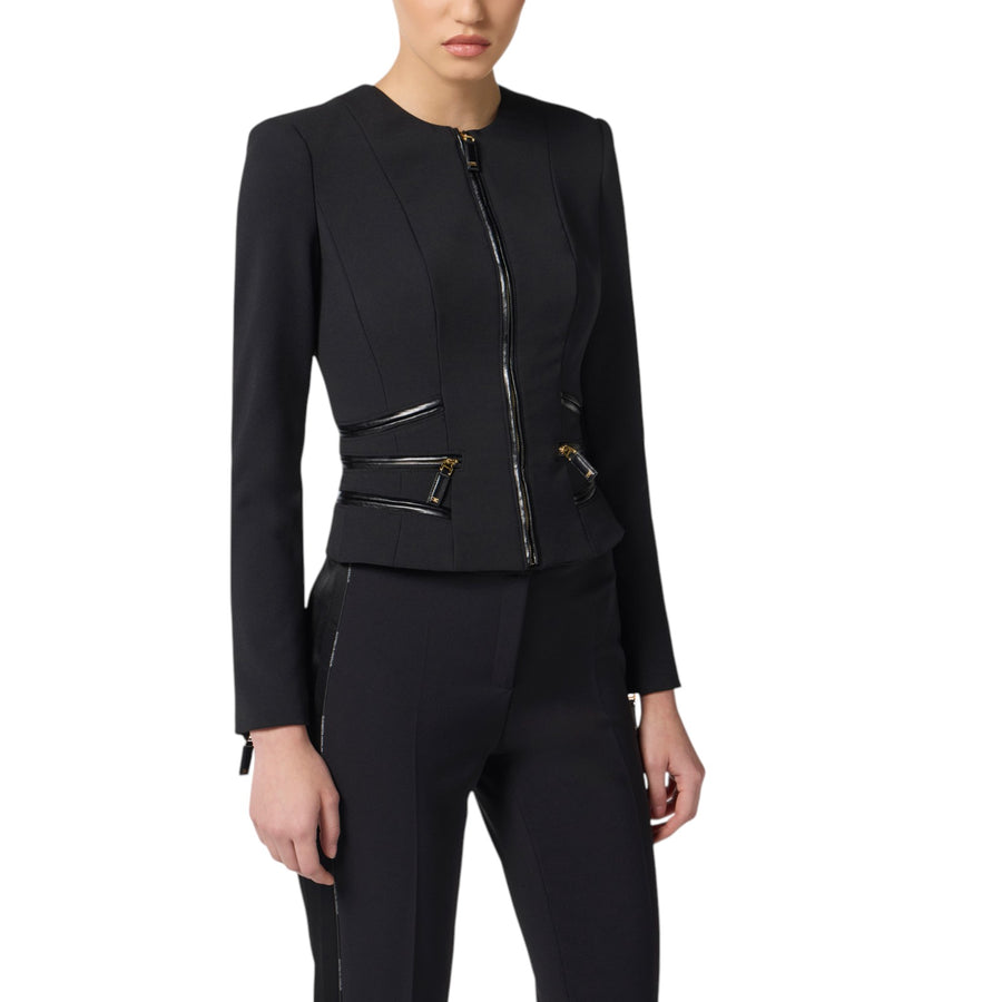 Giacca donna in doppio crêpe con dettagli zip