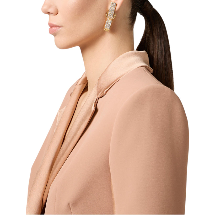 Orecchini donna in ottone con strass e logo