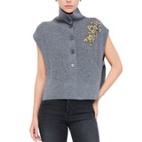 Gilet donna 100% lana con ricami gioiello