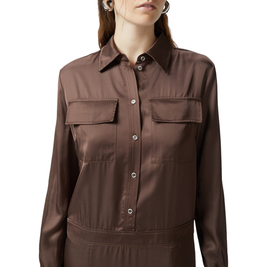 Abito donna lungo a camicia in satin