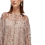 Abito donna lungo in chiffon animalier