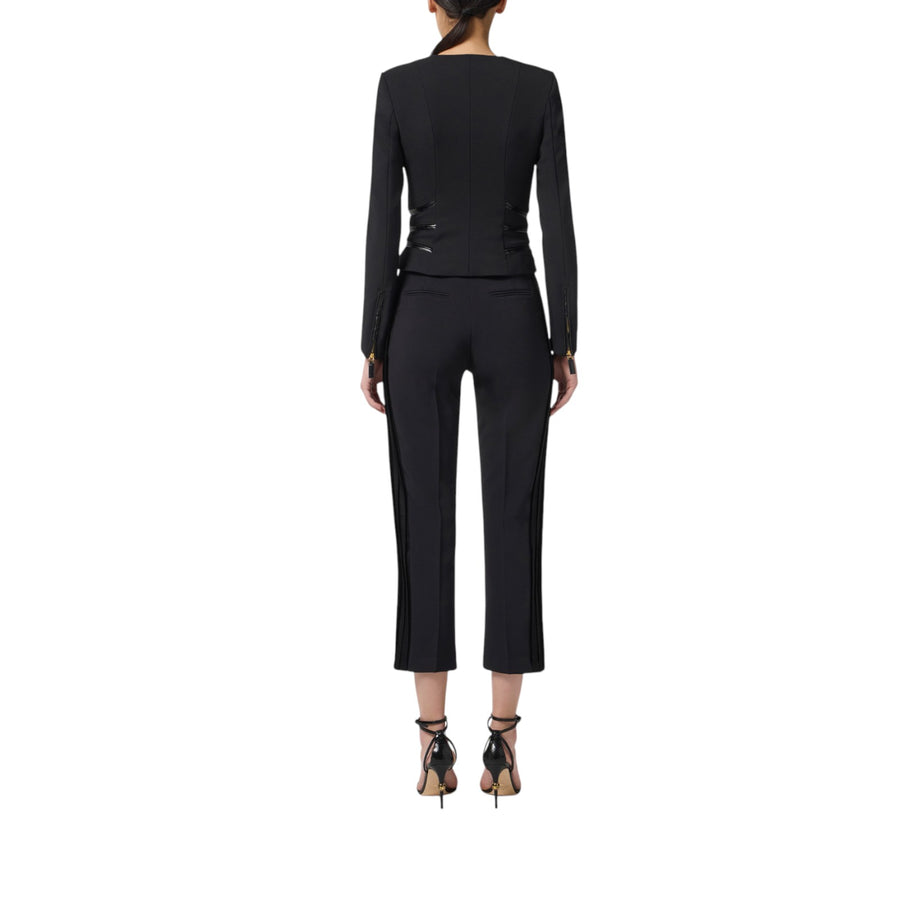 Giacca donna in doppio crêpe con dettagli zip