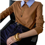 Maglia donna con dettaglio popeline