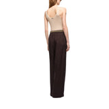 Canotta donna in misto seta e cashmere con scollo in pizzo