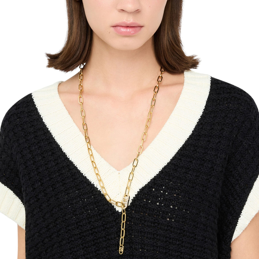 Gilet donna in maglia a contrasto colore