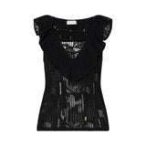 Top donna in pizzo con volant