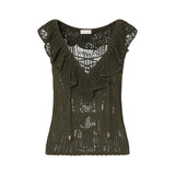 Top donna in pizzo con volant