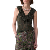 Top donna in pizzo con volant