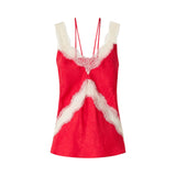 Top donna lingerie maculato con pizzo