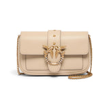 Borsa a spalla piccola Love Bag Pocket in pelle con fibbia gioiello