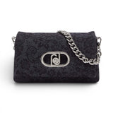 Borsa donna LaPuffy media in denim stampato