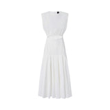 Abito donna midi smanicato con pieghe e cut-out
