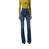 Jeans donna a vita alta con bottoni