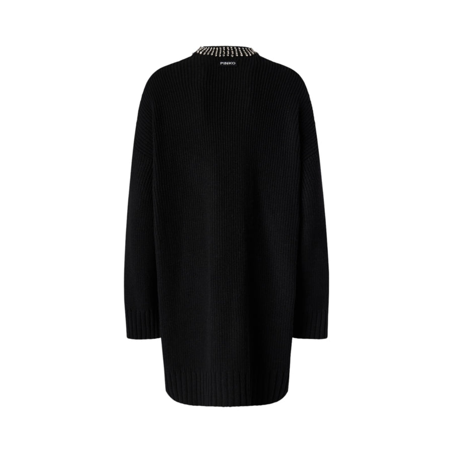 Abito donna in maglia con collo strass