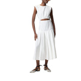 Abito donna midi smanicato con pieghe e cut-out
