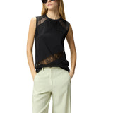 Top donna  smanicato con dettagli in pizzo