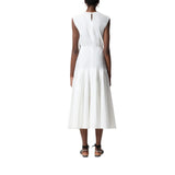 Abito donna midi smanicato con pieghe e cut-out