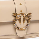 Borsa a spalla piccola Love Bag Pocket in pelle con fibbia gioiello