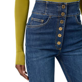 Jeans donna a vita alta con bottoni
