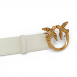 Cintura donna alta Love Birds in pelle 4cm