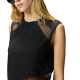 Top donna  smanicato con dettagli in pizzo