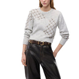 Maglione donna in misto lana e alpaca con motivo gioiello