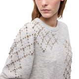 Maglione donna in misto lana e alpaca con motivo gioiello