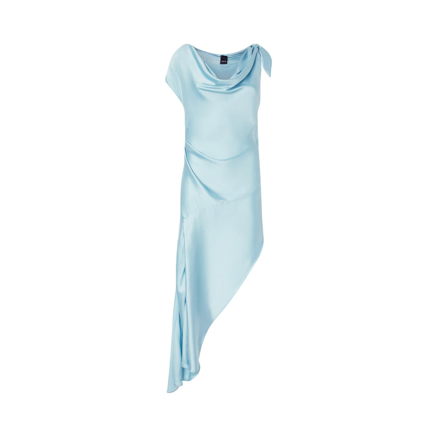 Abito donna da cerimonia midi asimmetrico in satin