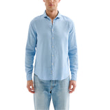 Camicia Uomo in Lino Collo alla Francese Azzurra QB24