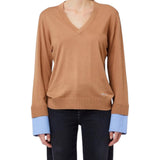 maglia donna con scollo a v e pailettes
