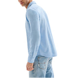 Camicia Uomo in Lino Collo alla Francese Azzurra QB24