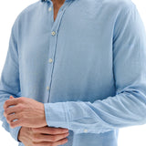 Camicia Uomo in Lino Collo alla Francese Azzurra QB24