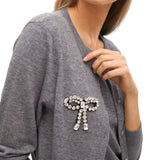 Cardigan donna due pezzi con fiocco gioiello