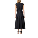Abito donna midi smanicato con pieghe e cut-out