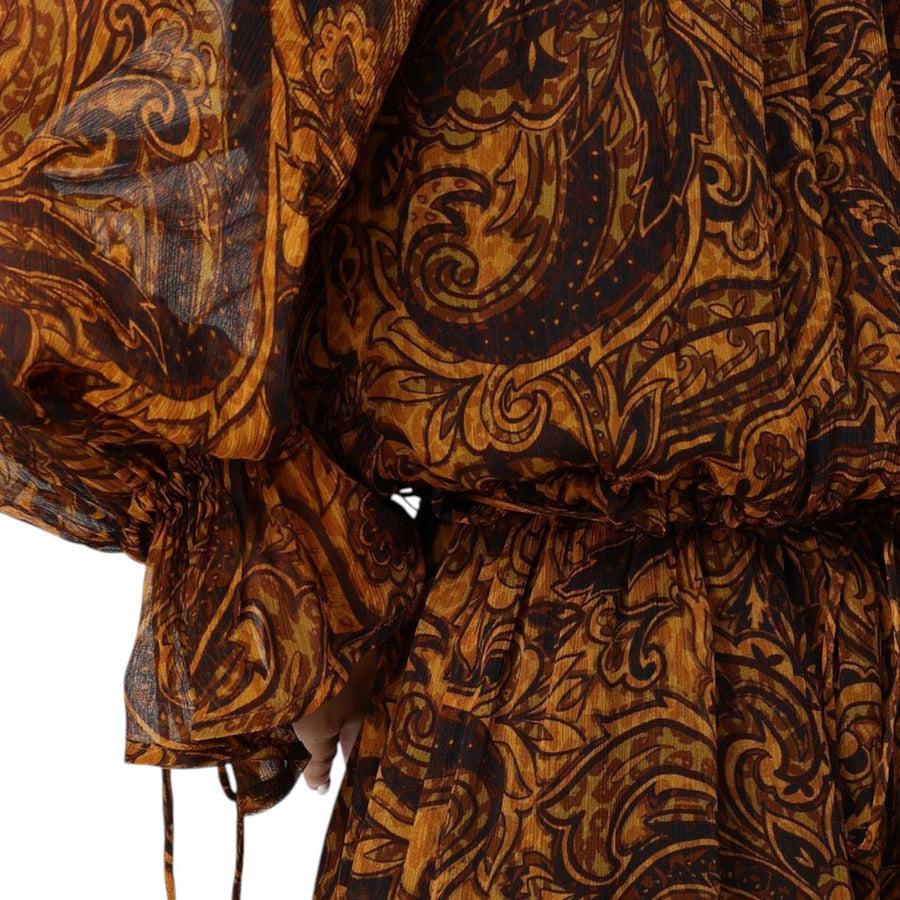 Vestito donna corto off-shoulders con stampa cachemire