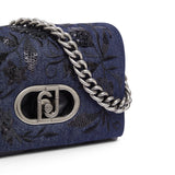 Borsa donna LaPuffy media in denim ricamato
